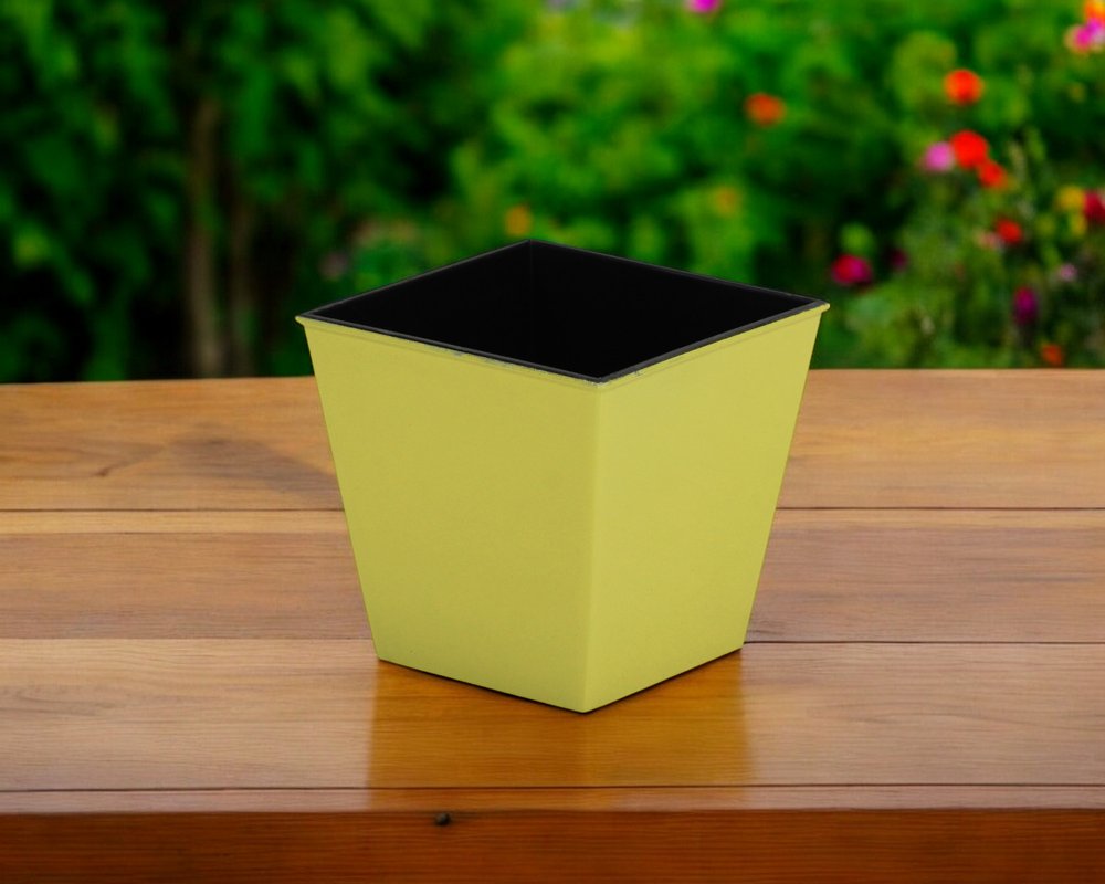 5" Yellow Recycled Plastic Indoor Outdoor Square Pot Planter