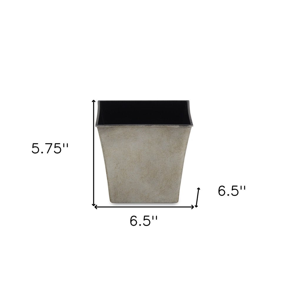 7" Gray Recycled Plastic Indoor Outdoor Square Pot Planter