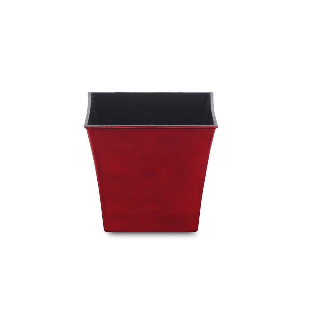 7" Red Recycled Plastic Indoor Outdoor Square Pot Planter