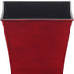 7" Red Recycled Plastic Indoor Outdoor Square Pot Planter