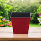 7" Red Recycled Plastic Indoor Outdoor Square Pot Planter