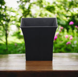 7" Black Recycled Plastic Indoor Outdoor Square Pot Planter