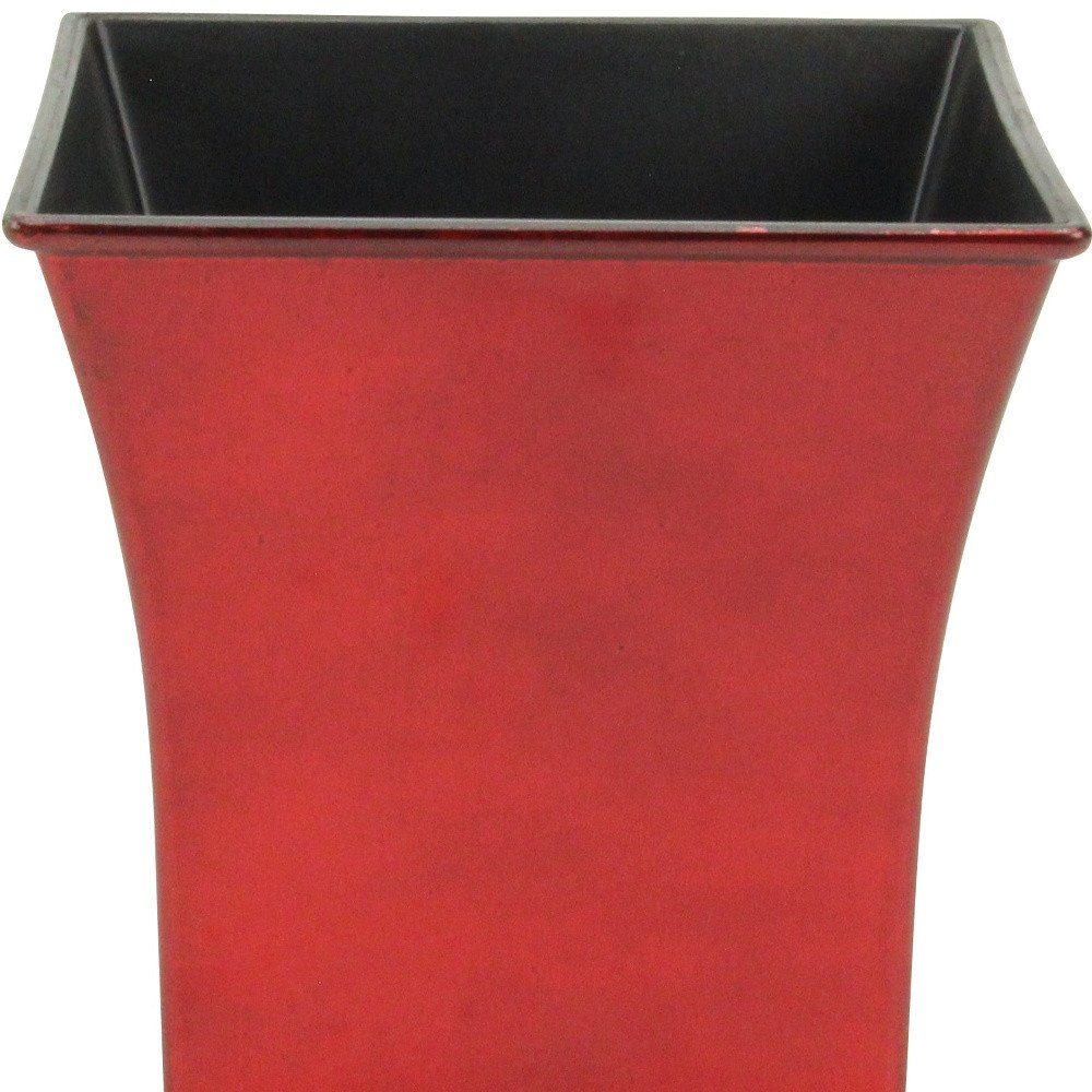 7" Red Recycled Plastic Indoor Outdoor Square Pot Planter