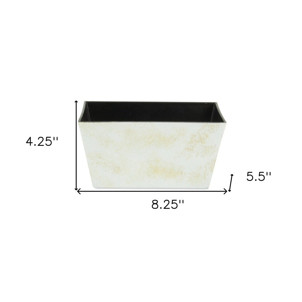 8" Cream Recycled Plastic Indoor Outdoor Rectangular Planter Box