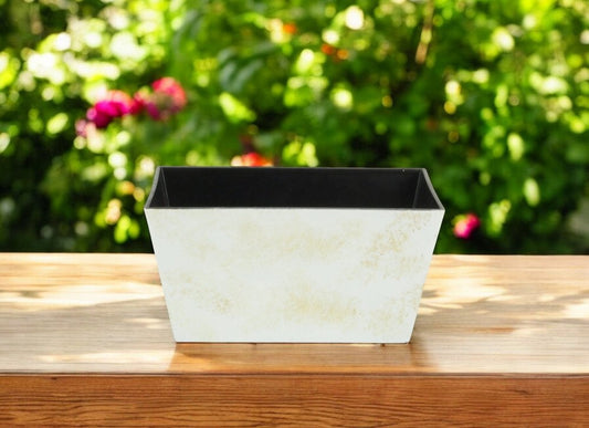 8" Cream Recycled Plastic Indoor Outdoor Rectangular Planter Box