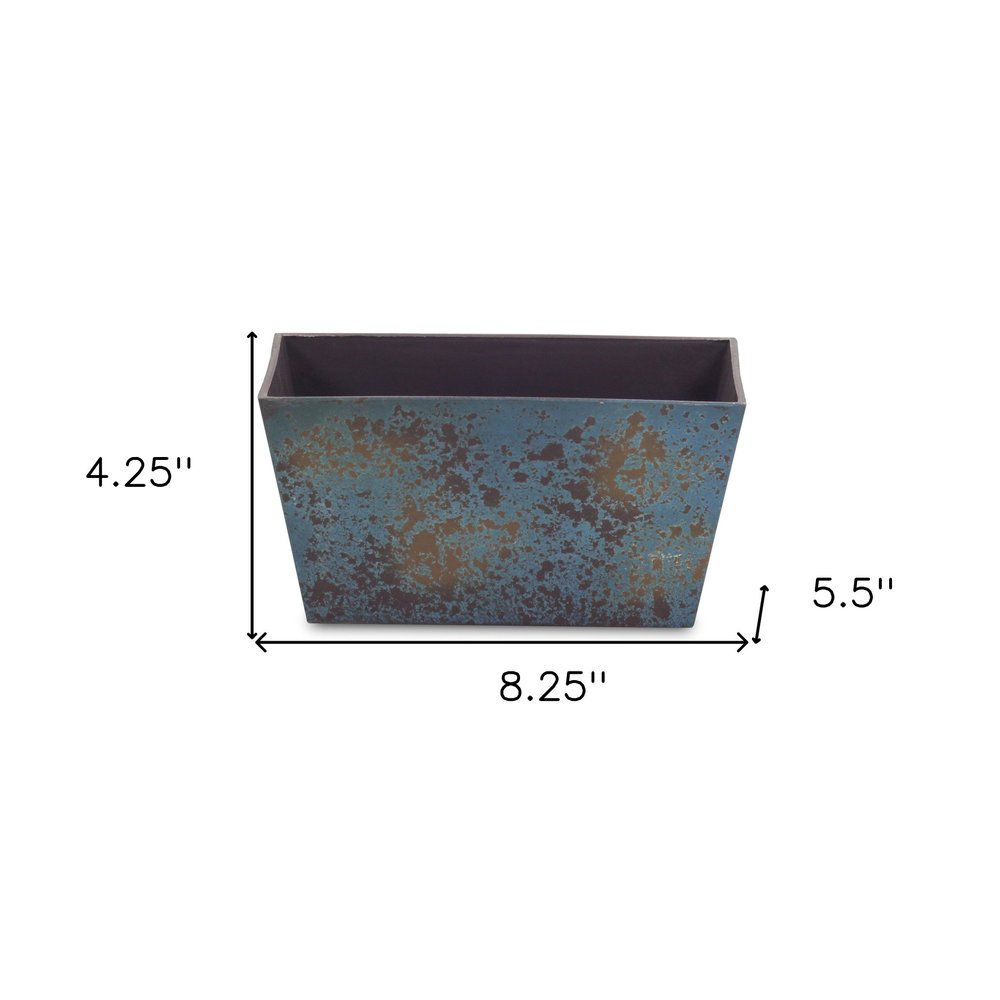 8" Blue Recycled Plastic Indoor Outdoor Rectangular Planter Box