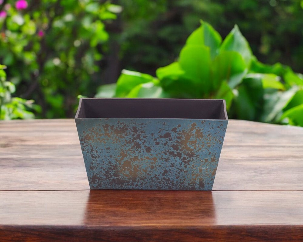 8" Blue Recycled Plastic Indoor Outdoor Rectangular Planter Box