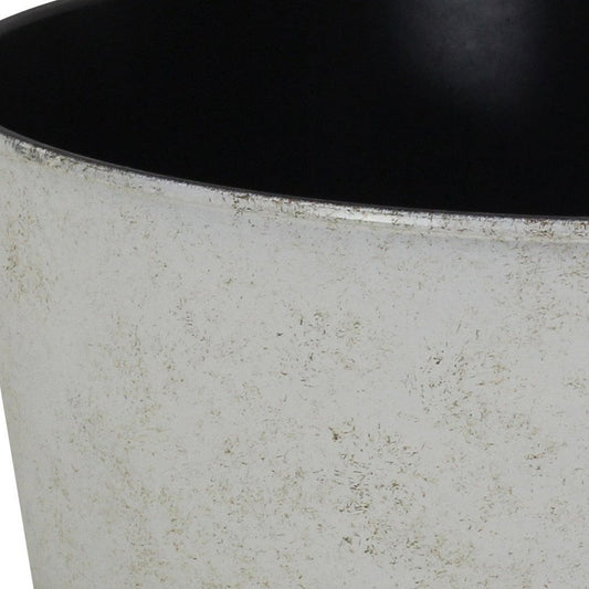 12" Cream Recycled Plastic Indoor Outdoor Round Pot Planter