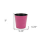 5" Hot Pink Recycled Plastic Indoor Outdoor Round Pot Planter