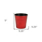 5" Red Recycled Plastic Indoor Outdoor Round Pot Planter
