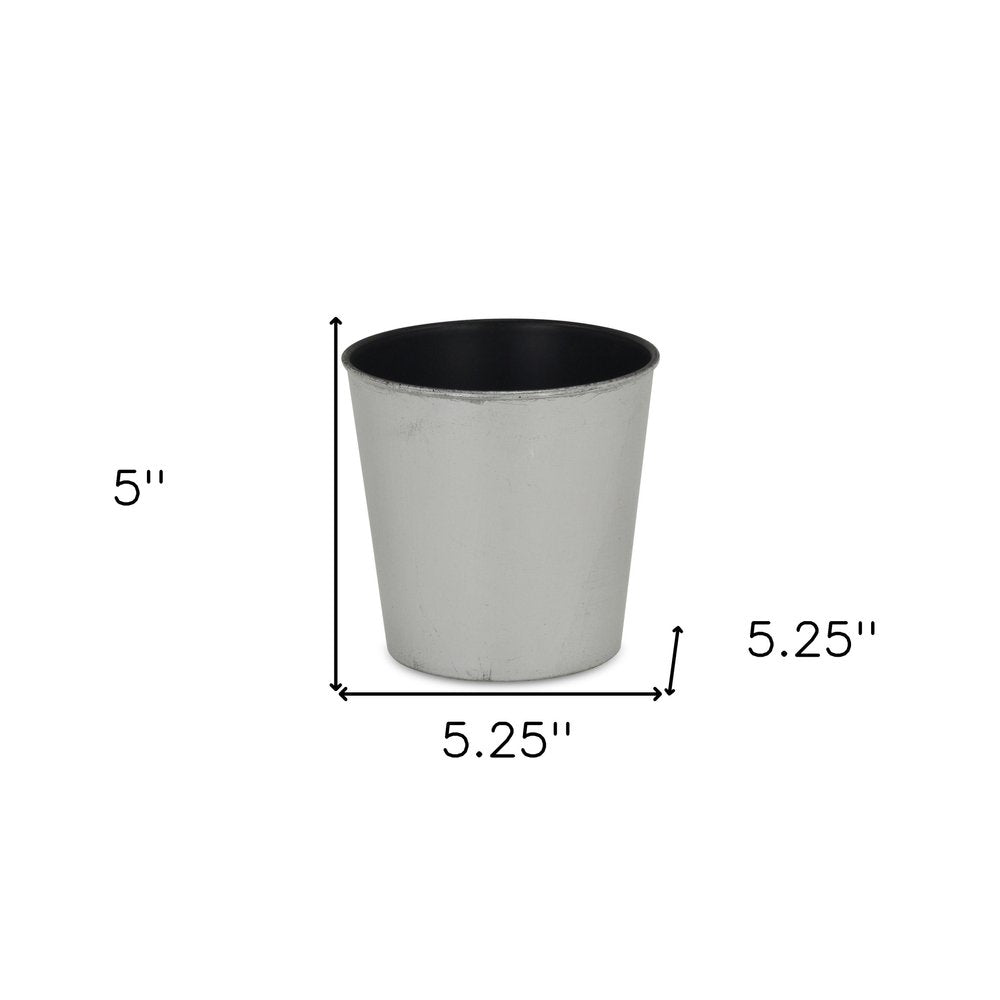 5" Silver Recycled Plastic Indoor Outdoor Round Pot Planter