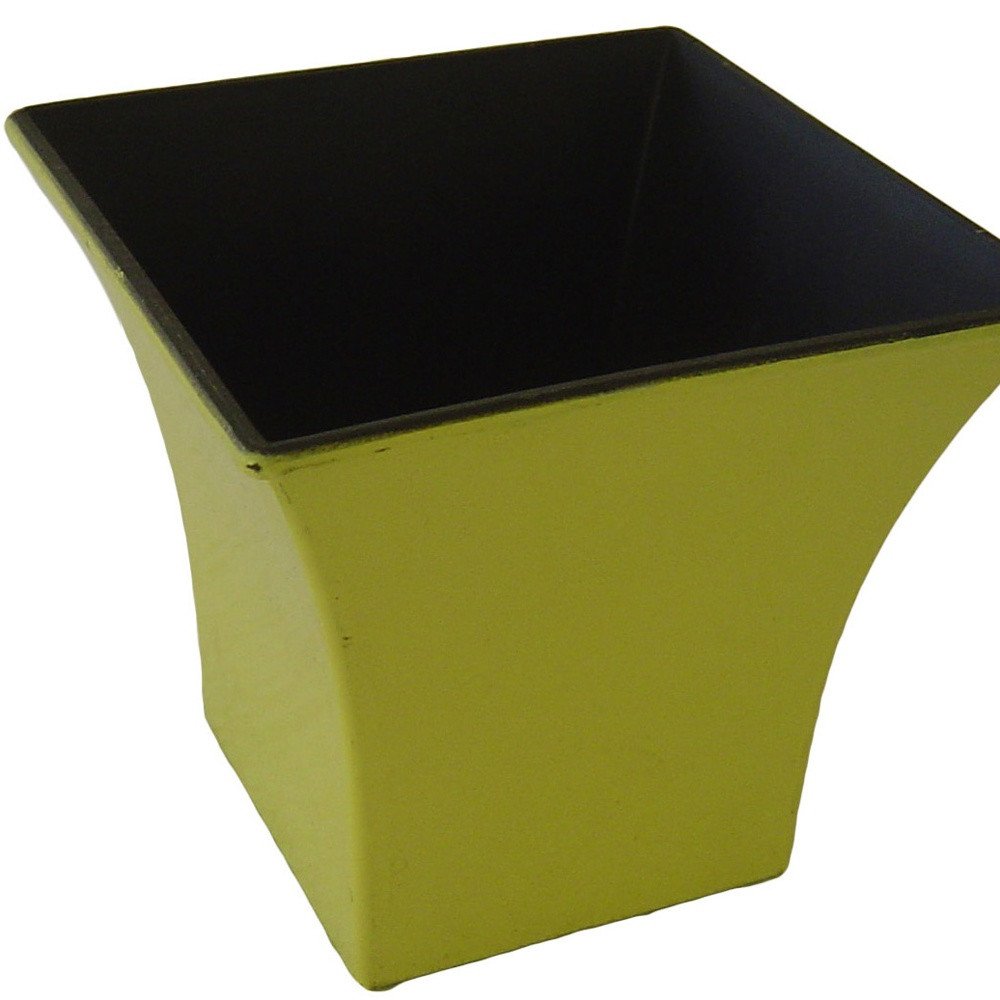 5" Yellow Recycled Plastic Indoor Outdoor Square Pot Planter
