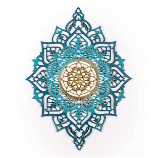 45" X 34" Turquoise Solid Wood Hanging Wall Decor