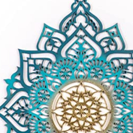 45" X 34" Turquoise Solid Wood Hanging Wall Decor