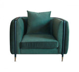 32" Green And Black Velvet Arm Chair