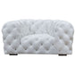 57" White And Black Top Grain Leather Tufted Arm Chair