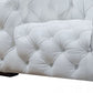 57" White And Black Top Grain Leather Tufted Arm Chair
