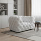 57" White And Black Top Grain Leather Tufted Arm Chair