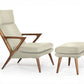 26" Beige And Brown Faux Leather Lounge Chair With Ottoman
