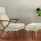26" Beige And Brown Faux Leather Lounge Chair With Ottoman