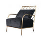 25" Black And Gold Velvet Arm Chair