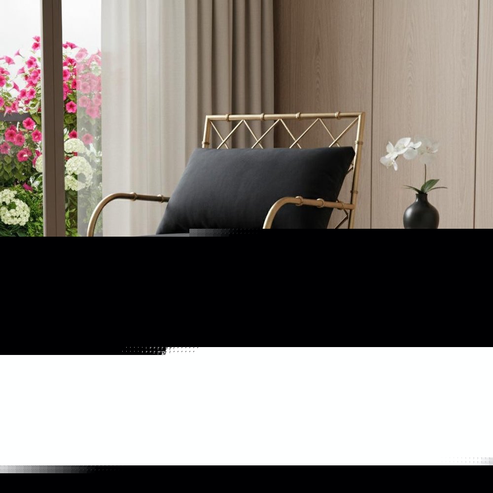 25" Black And Gold Velvet Arm Chair