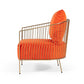 27" Orange And Gold Velvet Arm Chair