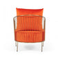 27" Orange And Gold Velvet Arm Chair