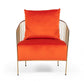 27" Orange And Gold Velvet Arm Chair