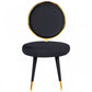 Set of Two 21" Black And Black And Gold Velvet Side Chair