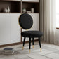Set of Two 21" Black And Black And Gold Velvet Side Chair