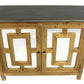 45" Brown And Gray Solid Wood Carved Geometric Sideboard with Two Doors