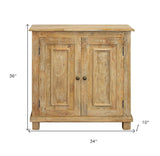 34" Light Brown Solid Wood Sideboard with Two Doors