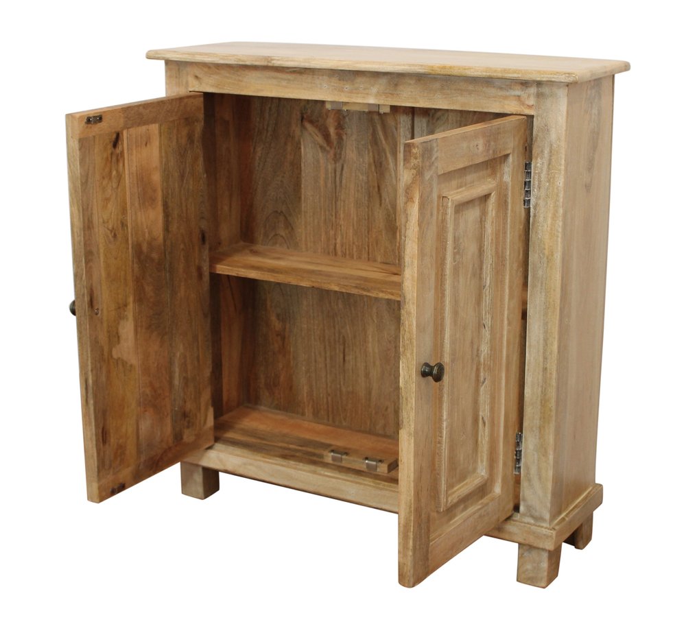 34" Light Brown Solid Wood Sideboard with Two Doors