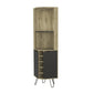 18" Brown and Black and Brown Corner Bar Cabinet With Eleven Shelves