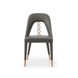 Set of Two Gray Upholstered Faux Leather Dining Side Chairs