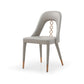 Set of Two Light Gray Faux Leather Dining Side Chairs With Rose Gold Accents