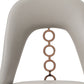 Set of Two Light Gray Faux Leather Dining Side Chairs With Rose Gold Accents