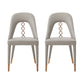 Set of Two Light Gray Faux Leather Dining Side Chairs With Rose Gold Accents
