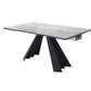 63" Clear And Black Glass And Metal Drop Leaf Pedestal Base Dining Table