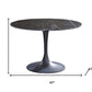 47" Black Rounded Ceramic And Metal Pedestal Base Dining Table