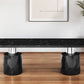 180" Black Marble Double Pedestal Base Dining Table