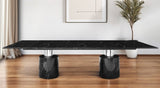 180" Black Marble Double Pedestal Base Dining Table