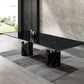 180" Black Marble Double Pedestal Base Dining Table