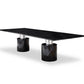 180" Black Marble Double Pedestal Base Dining Table