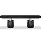 180" Black Marble Double Pedestal Base Dining Table