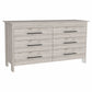59" Natural And Black Wood Six Drawer Double Dresser