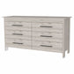 59" Natural And Black Wood Six Drawer Double Dresser
