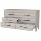 59" Natural And Black Wood Six Drawer Double Dresser