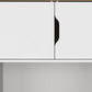 67" Natural And White Wood Four Door Pantry Or Storage Closet
